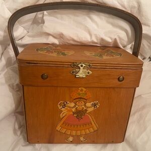 Vintage wood decoupage purse
